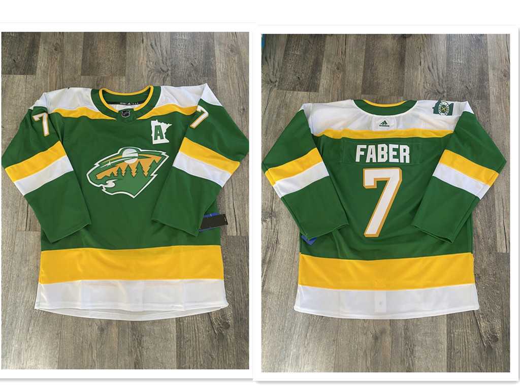 Mens Minnesota Wild #7 Brock Faber Green 2023-24 Stitched Jersey